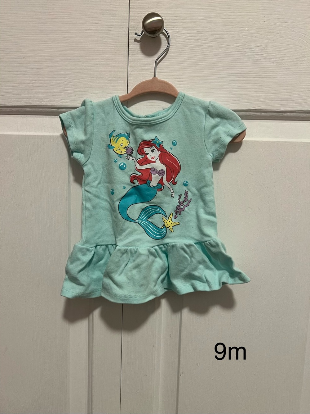 Disney Aqua Little Mermaid Ruffle Hem Tee